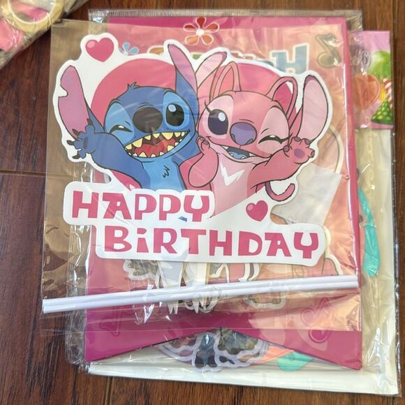 NWT LILO & Stitch Birthday Party Backdrop Decorations Balloons Cake Topper - Picture 11 of 13